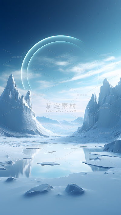 小雪节气冬季冬天通用冰山冰川虚拟场景背景