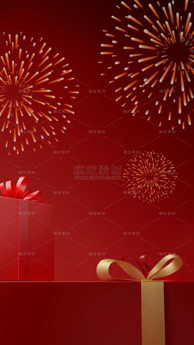 年货节元旦新年促销氛围展台背景