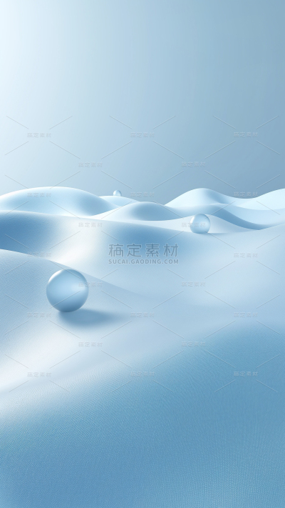 纹理系列光影感蓝色面料山脉状小球
