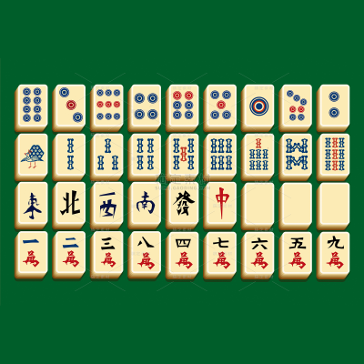 装饰系列插画风麻将元素组合（td)