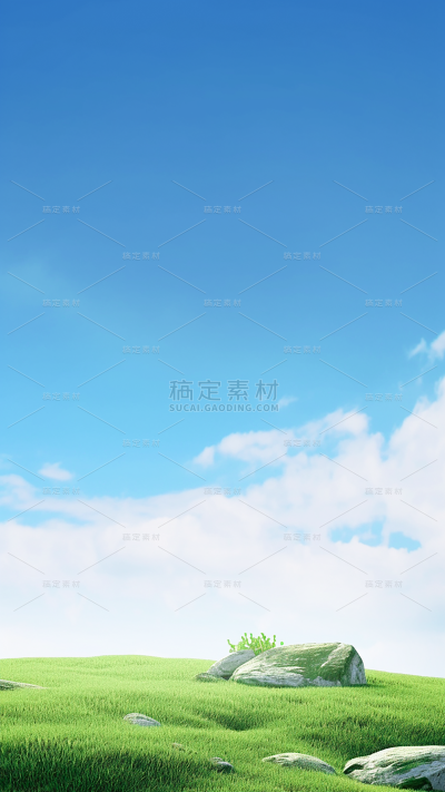 植物通用3D蓝天白云草地背景场景图片素材