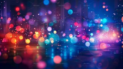特效通用彩虹光斑城市夜景图片素材