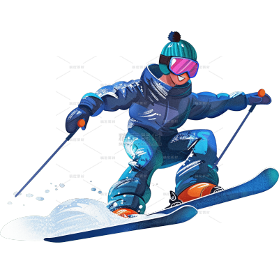 健身系列插画风户外滑雪单人