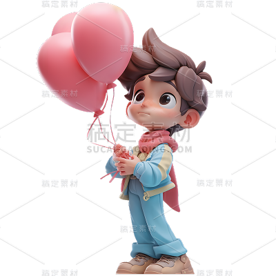 通用3D卡通感可爱小男孩儿童人物贴纸