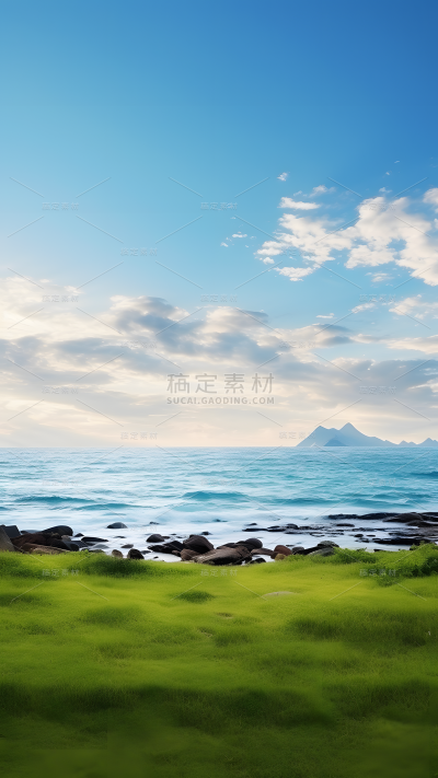 通用唯美自然山川湖水草地风景背景