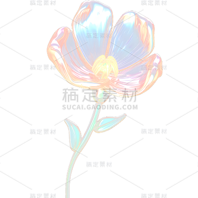 通用玻璃质感立体3D花朵花卉免抠元素