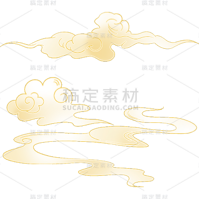 中国风通用金边古风透明祥云元素素材