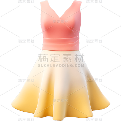 3D立体C4D服饰服装裙子连衣裙半身裙免抠PNG元素素材