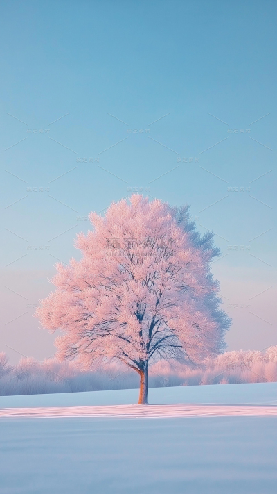 冬季节气户外雪地枯树背景图片