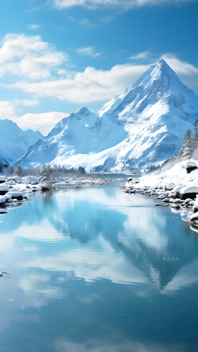 冬天冬季冬日山川雪山风景场景背景