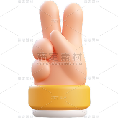 通用卡通感3D立体C4D手部手势元素素材
