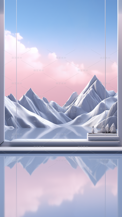 小雪节气冬季冬天通用实景雪山冰川雪地天空风景展台场景背景