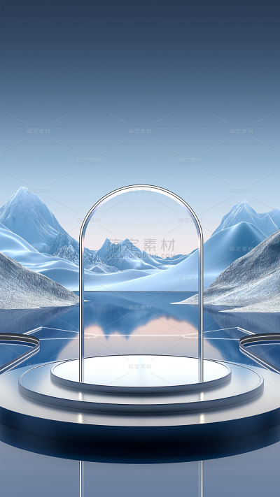 通用合成雪山展台背景素材