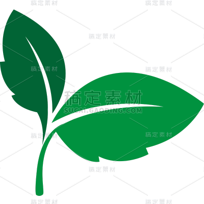 绿叶茶叶图标简约绿色贴纸