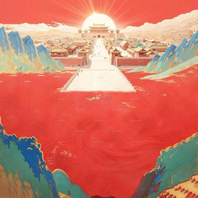 长安的荔枝国风插画背景