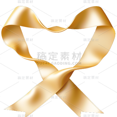 通用金色丝带彩带蝴蝶结装饰元素