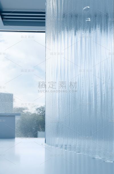 bptect的透明聚合物板和透明玻璃结构，水滴风格，寒冷而独立的氛围，iso 200，线性而通风，特定地点的工作，不可预测的纹理，柔软而通风的成分