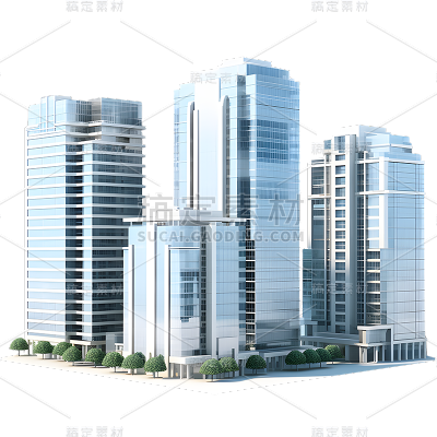 立体3D大楼建筑大厦办公楼元素