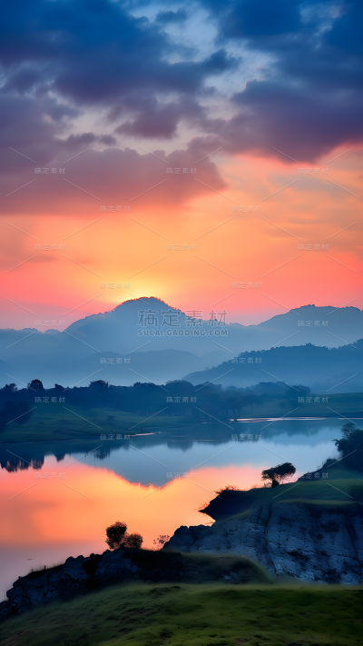 通用唯美自然山川湖水风景背景