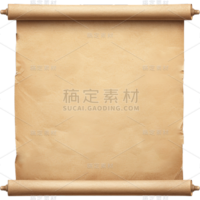 中国风通用实景黄色纸卷轴元素素材