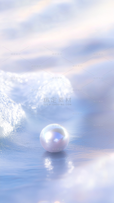 珠宝系列清新感海边珍珠特写背景