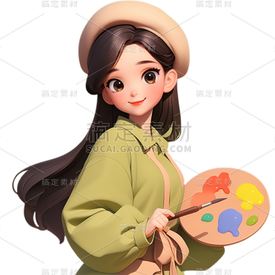 人物系列3D皮克斯画家职业卡通人物