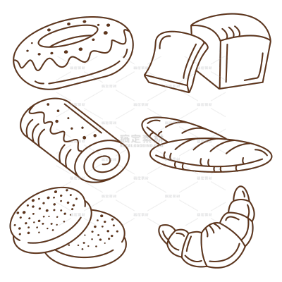 美食系列插画手绘面包矢量图贴纸