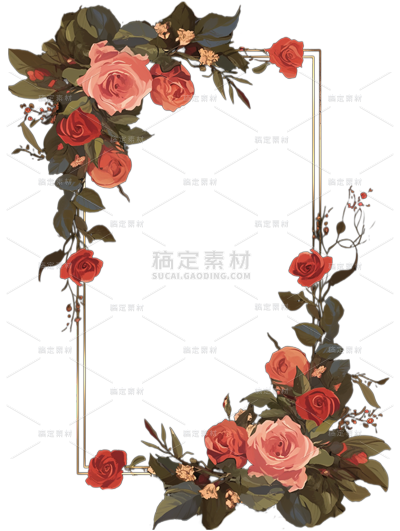 植物通用插画玫瑰边框元素素材