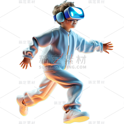 通用3D男孩VR眼镜科技人物贴纸