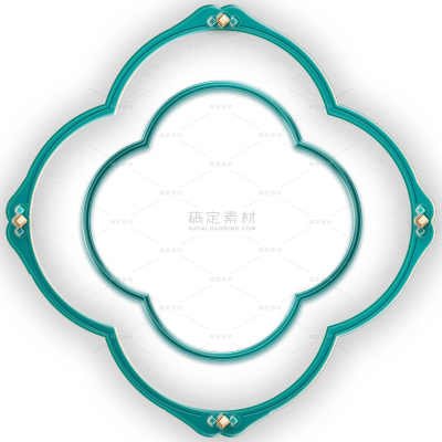 边框系列中国风绿色金属边玻璃标题框元素