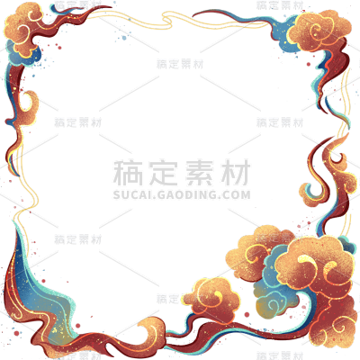 中国风通用敦煌祥云边框元素素材