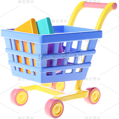 彩色购物车物品贴纸