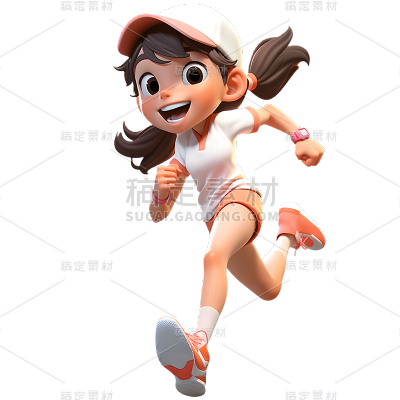 通用3D卡通跑步运动人物贴纸