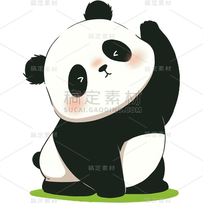 卡通风简笔画单只熊猫动物贴纸