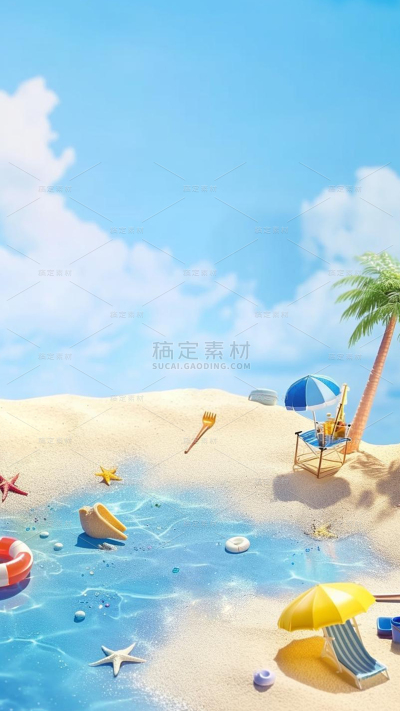 风光通用微缩沙滩场景背景图片素材