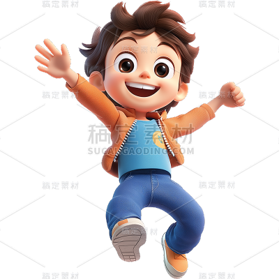 人物系列-通用-3D男孩卡通人物贴纸 