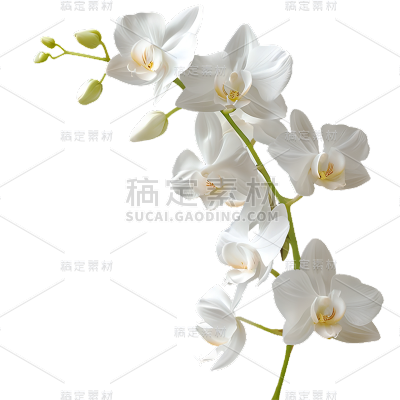 植物通用实景白色兰花花朵元素素材