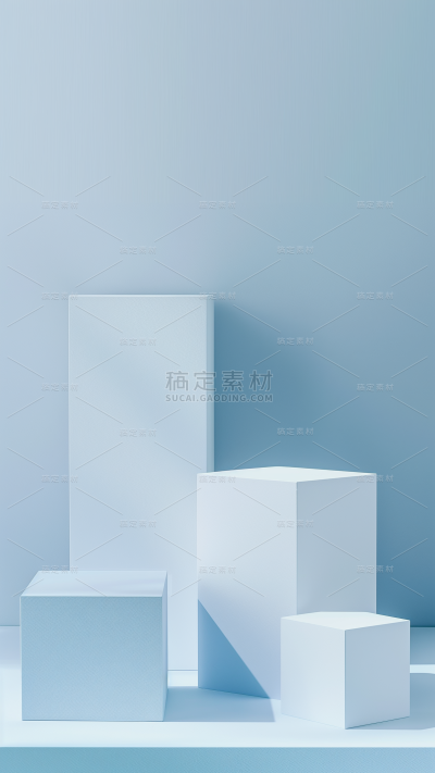 背景通用简约蓝色方形展台背景场景图片素材