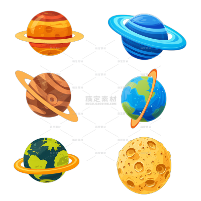 宇宙系列平手绘星球组合贴纸