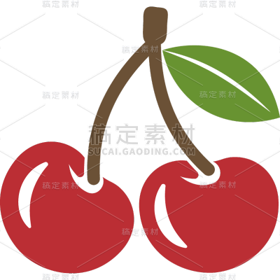 果蔬系列-通用-插画樱桃图标系列贴纸