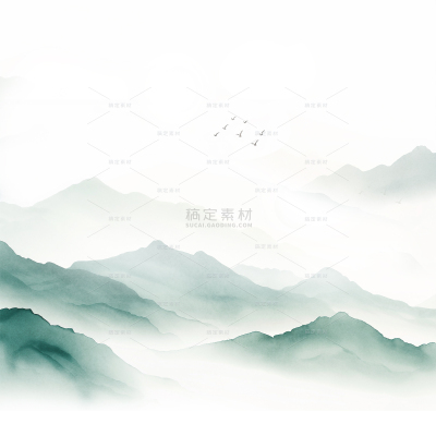 常规系列水墨层叠渐变山通用背景素材