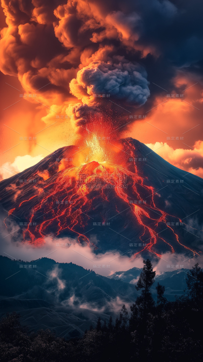 风光通用合成火山喷发背景图片素材