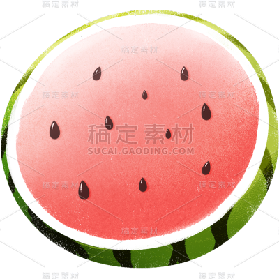 夏季扁平风通用西瓜切件元素素材