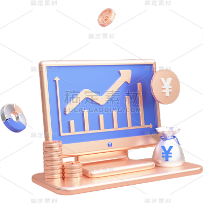 金融理财保险3D立体C4D金币组合元素