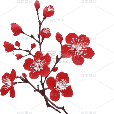 扁平红色梅花花朵