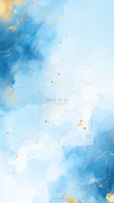背景系列肌理感蓝色鎏金蓝色水彩晕染背景