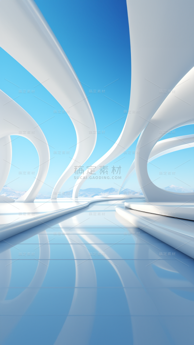 3D立体三维空间蓝色背景