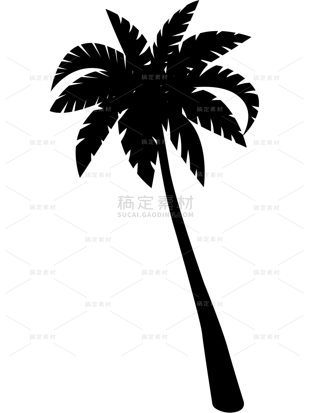 通用剪影风单色夏季椰子树图标贴纸元素素材