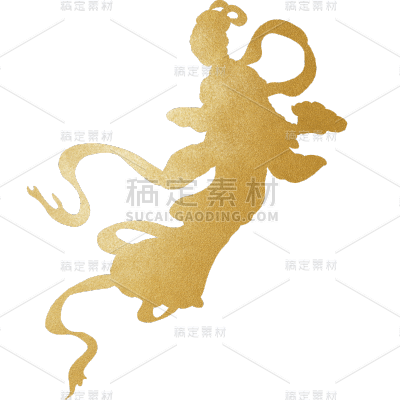 中秋节鎏金嫦娥飞天人物元素