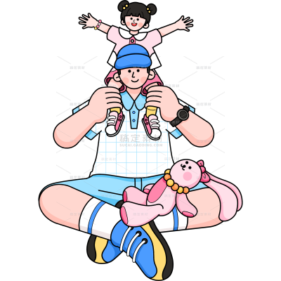 父亲节通用扁平粗描边人物元素